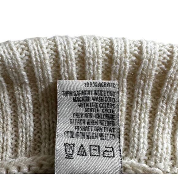 American Rag Cie Women's Lace Up Back Chunky Knit Sweater Cream Small Fisherman - Picture 9 of 9